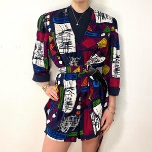 80s open front blazer blouse top